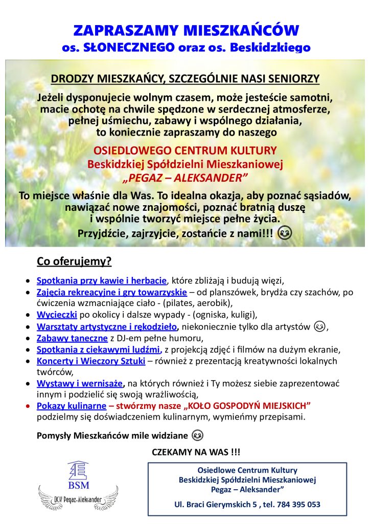 Zaproszenie do udziału w członkostwie w Klubie Seniora